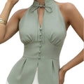 Amazon european style urban minimalist button-down stand collar sleeveless vest shirt - women's new summer slimming top