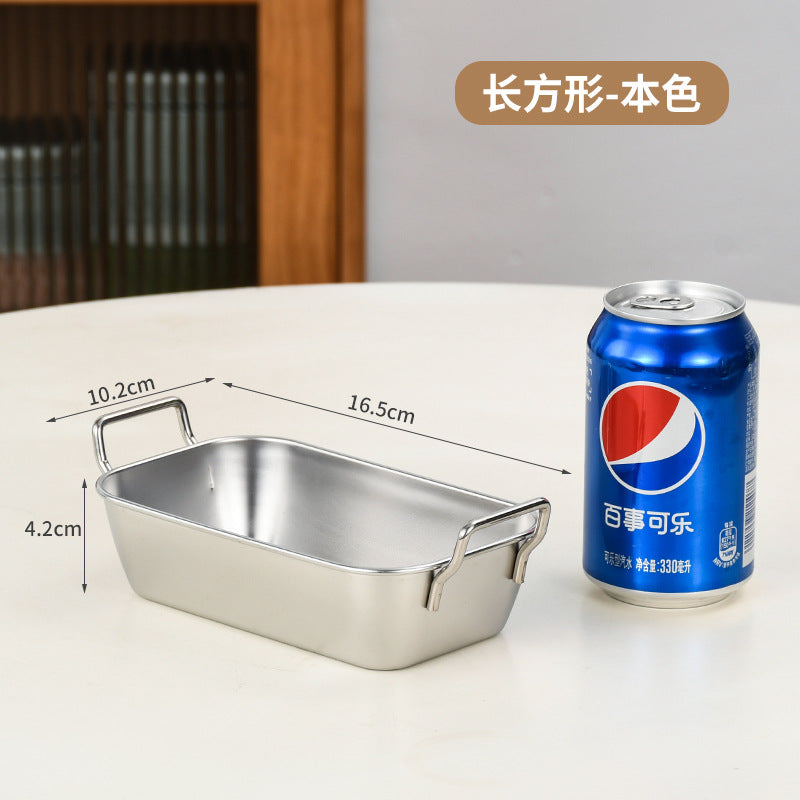 Korean style stainless steel square snack box french fries snack plate creative square small basket fried chicken dessert square plate with ears