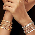 European and american cross-border jewelry: statement chunky bead faux pearl bracelet for women - geometric metal chain bracelet