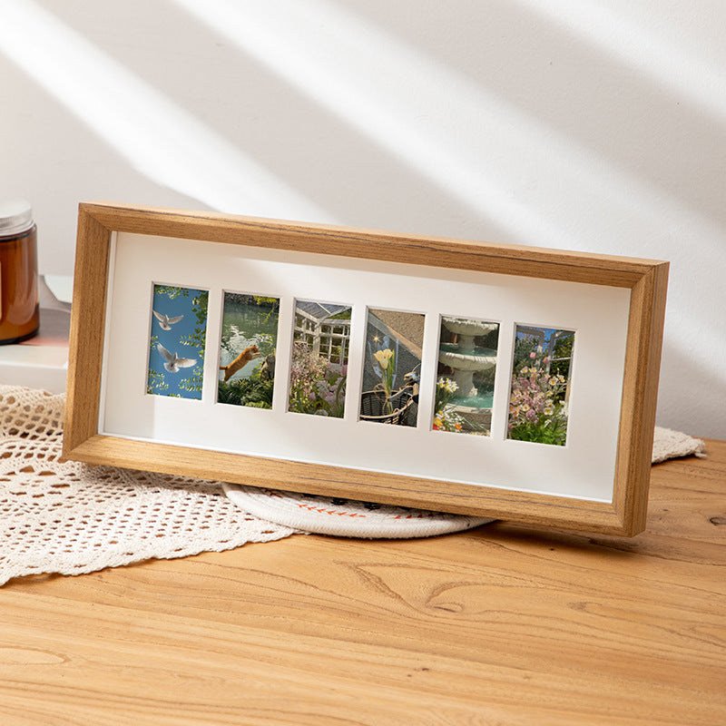 Nordic wooden multi-grid shell specimen photo frame 6-hole hollow table handmade DIY three-dimensional cardboard decorative ornament