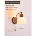 Walnut wall lamp - nordic style pull chain switch, natural wood finish, rotatable, modern minimalist solid wood bedside lamp for bedroom and living room
