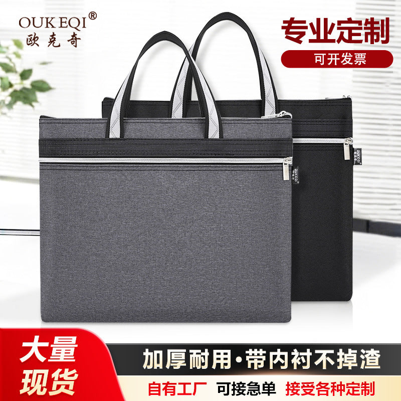 Document bag tote office oxford canvas briefcase large capacity waterproof file bag a4 file folder customizable