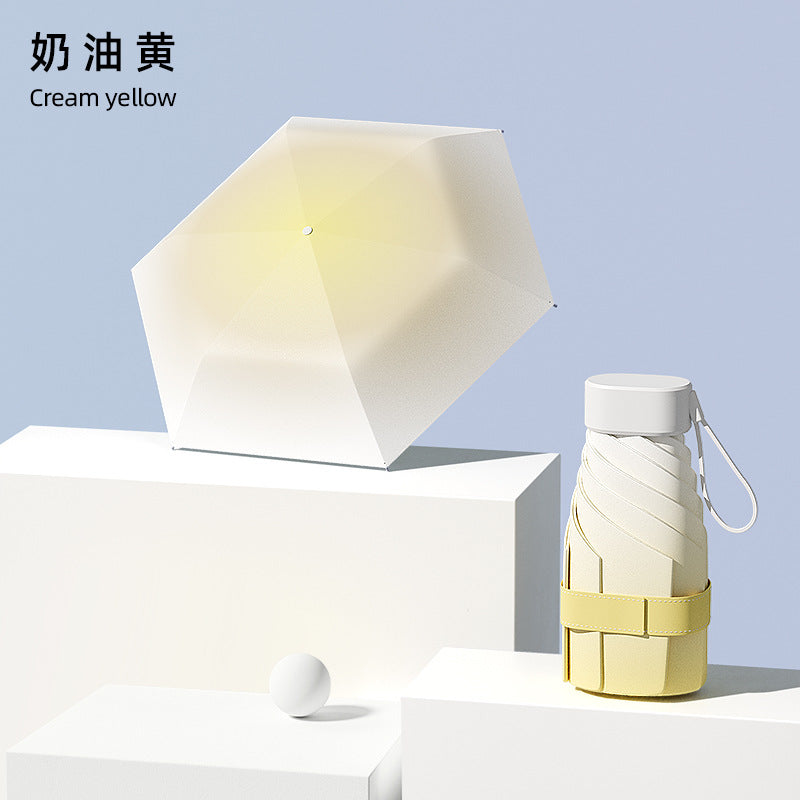 Capsule sun umbrella women's sunscreen shade umbrella dual-purpose mini 50% off foldable ultra-light compact portable wholesale customization