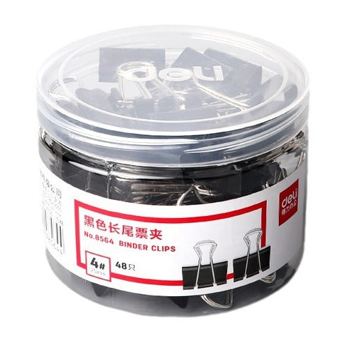 Deli 8564 long tail clip black ticket clip swallow tail clip test paper clip 25mm iron clip No. 4 ticket clip 48 pcs