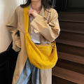 Large capacity fashion casual canvas bag women's versatile minimalist solid color student school crossbody bag lightweight shoulder bag