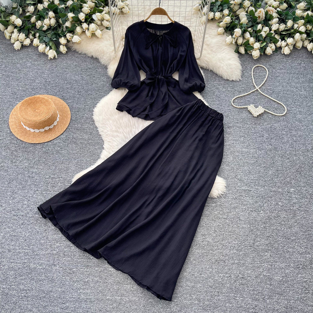 Light mature style work clothing pleated easiest for match two-piece set for women autum strap waist slimming lookelegantsuit