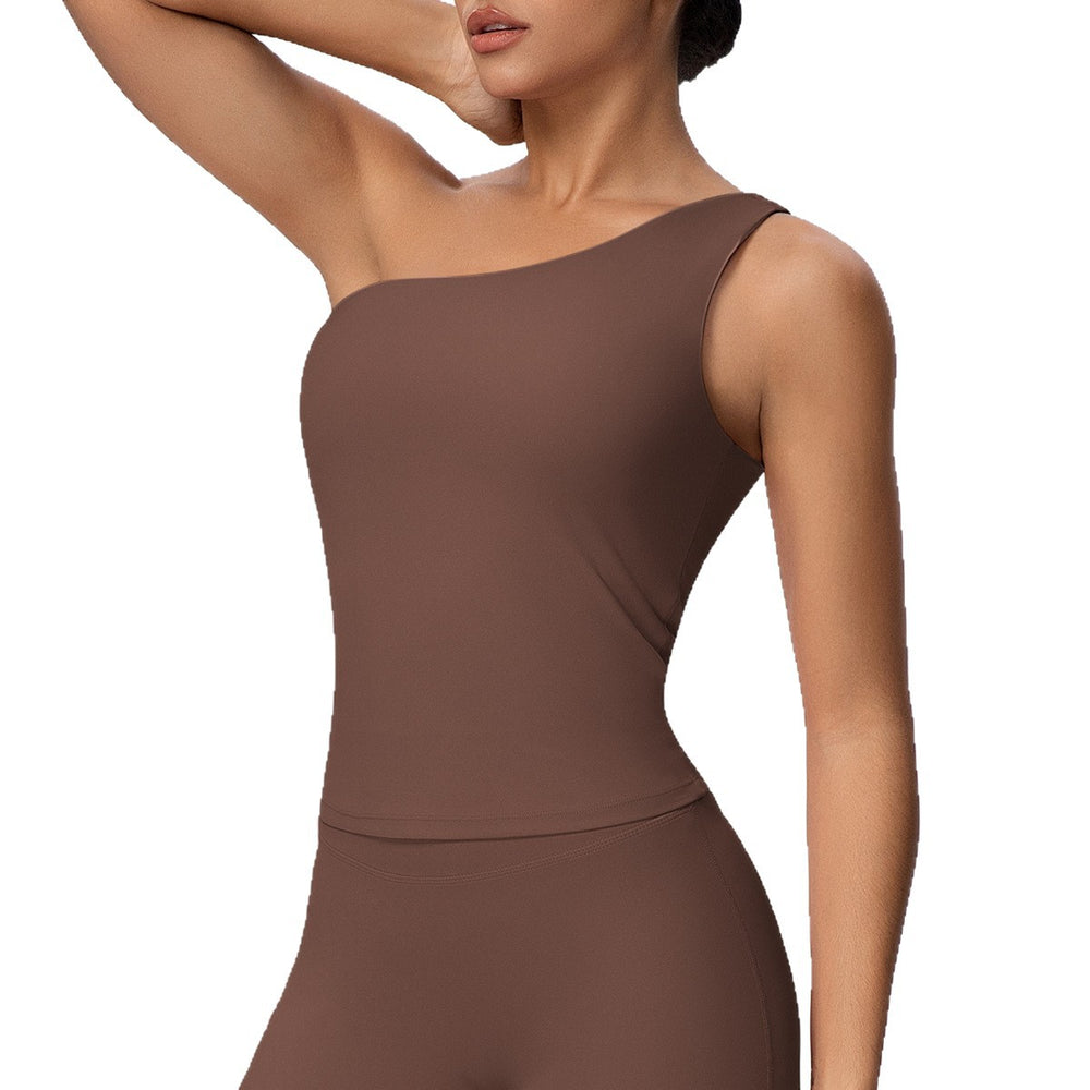 New arrival cross-border double-sided brushed nude pure color tight high elastic sports intimates running fitness yoga wear tops for women