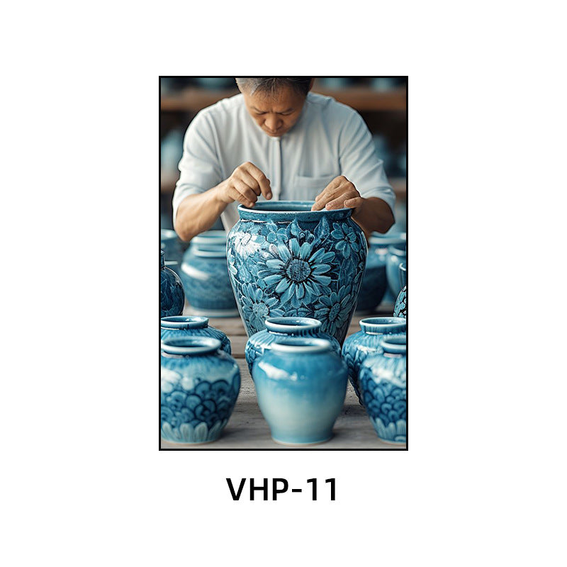Blue and white porcelain decorative painting vase porcelain ceramic new Chinese style living room hanging painting hotel hotel restaurant box Chinese style