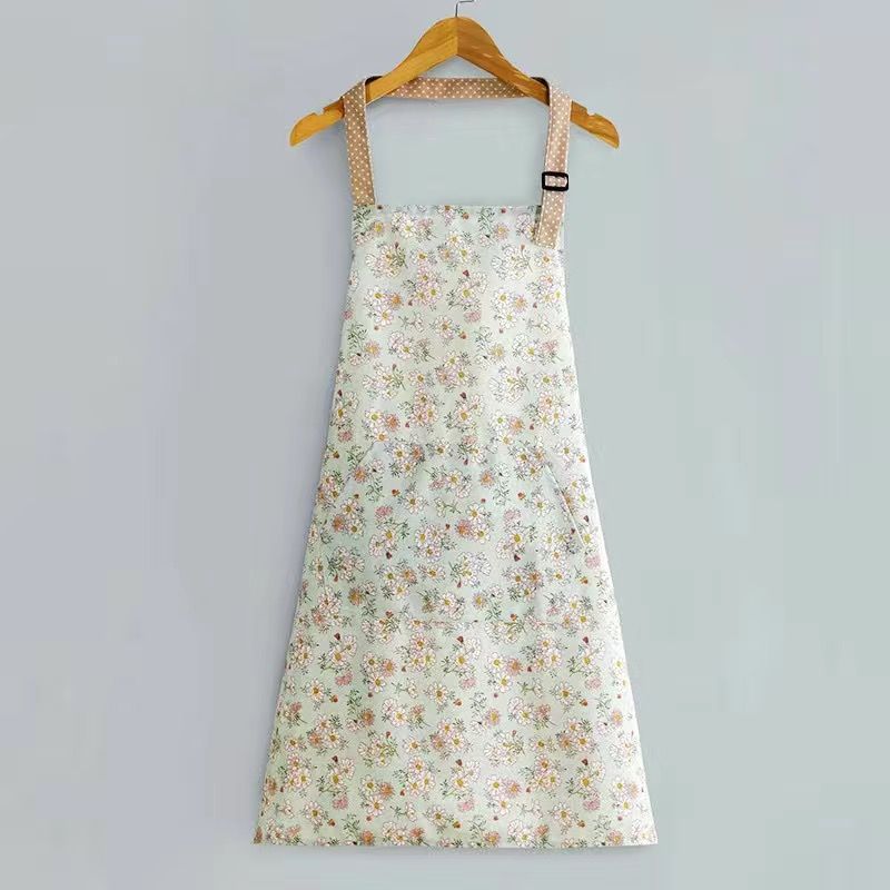 Apron female kitchen for home anti-fouling and stain-resistant work cute k-style princess floral waistband new arrival canvas