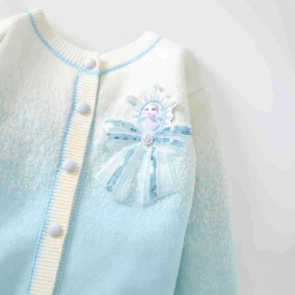 Girls' cardigan elsa princess outerwear sweater set