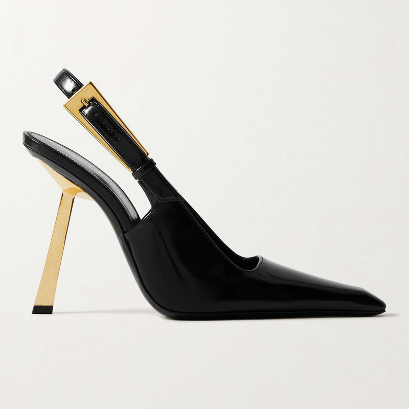 2026 summer new european and american style square toe stiletto heel sandals - patent leather upper, rubber sole, microfiber lining - women's shoes