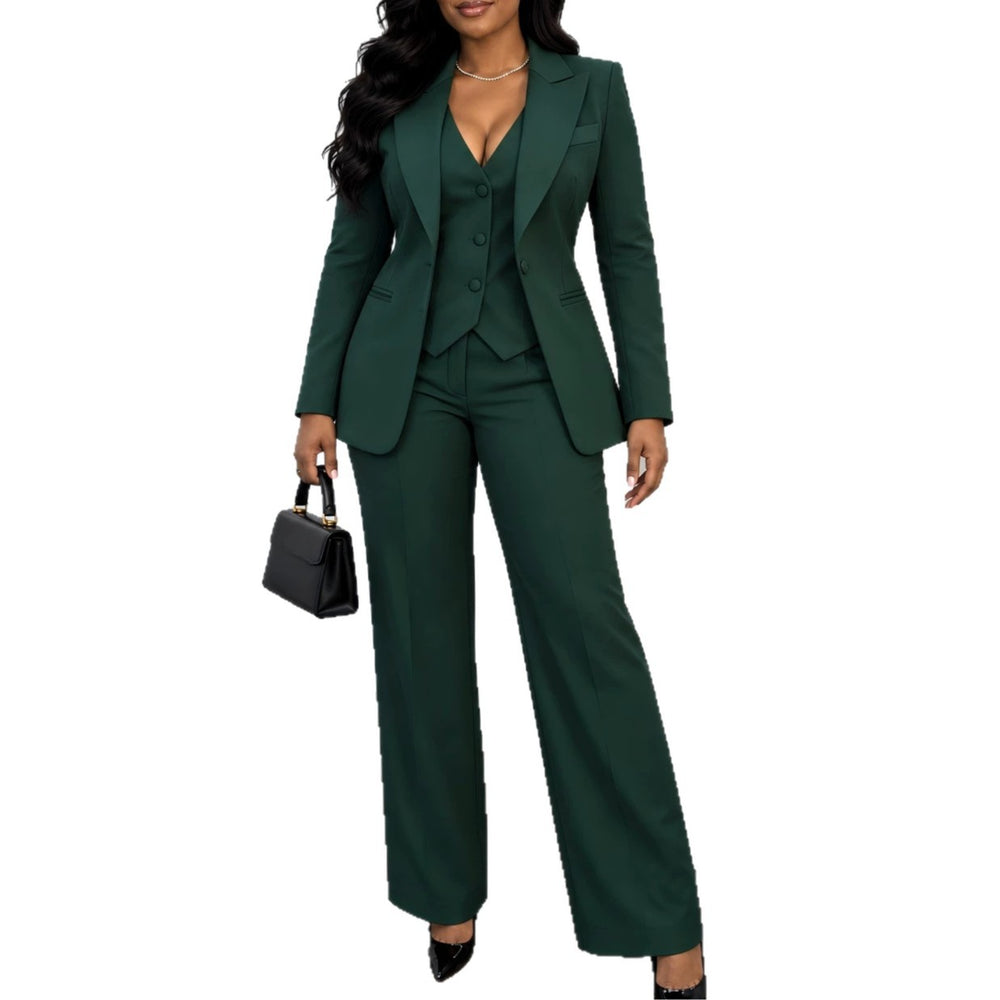 Autum new work clothing style long sleeves suit straight-leg pants vest three-piece set three-piece sets