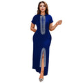 C7261 cross-border   fashion women's hot diamond arm slit elegancesilm dress