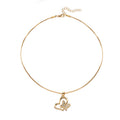 Wholesale heart butterfly necklace - european & american style, autumn/winter accessories, women's diamond-studded gold-plated high-end sweater choker