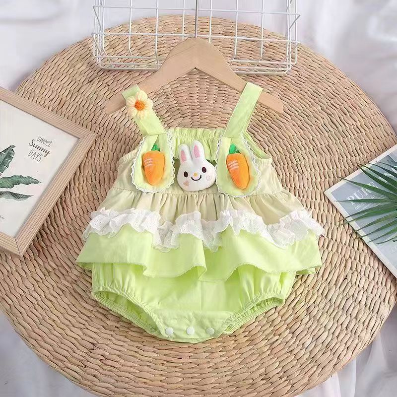 Baby summer cartoon style romper - cute and adorable lightweight jumpsuit for baby girls