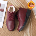Ladieswear cotton shoes for women winterfleece-linedthickenedheattech short boots for middle-aged and elderly people non-slip waterproofflatsplaid grandma cotton shoes