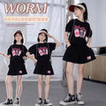 Girls' preppy style outfit, kids'  summer collection, short-sleeved chic spring/summer big girls' jk skirt two-piece trendy set