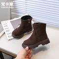 Vancahao children's double-sided fleece ankle boots,  autumn new korean style girls' british vintage martin boots