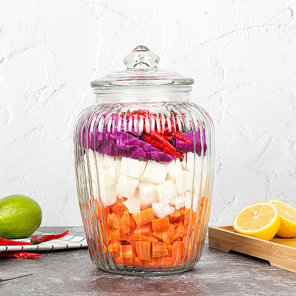 Thickened glass sealed jar, oversized sealed storage jar, pickled transparent household thickened sparkling wine, pickle jar with lid