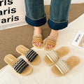 Summer new arrival: faux straw flat sandals - bohemian style lightweight beach slippers - women's sandals in stock
