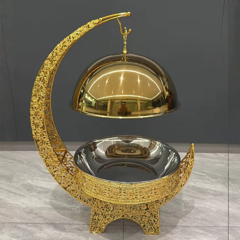 Diamond-shaped gold stainless steel buffet stove 8l hanging cover buffet stove for restaurants and hotels