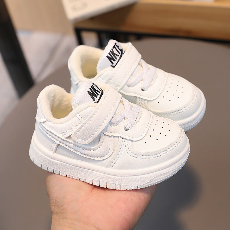 autumn/winter korean style double-layer cotton shoes for babies and toddlers - soft sole prewalker shoes, kids' sneakers, and skate shoes for boys and girls