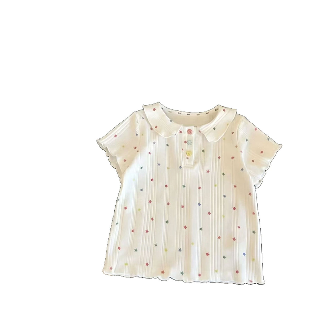 【in stock】girls' colorful star short-sleeve t-shirt -  summer korean style outfit - trendy dopamine dressing tee