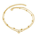 European and american cross-border fashion women's heart-shaped ankle bracelet exquisite layered anklet letter beach jewelry gift