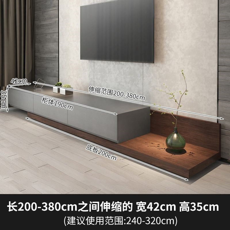 Minimalist extendable tv stand - space-saving, floor-standing coffee table for small apartments - modern, light luxury floating floor cabinet for living room