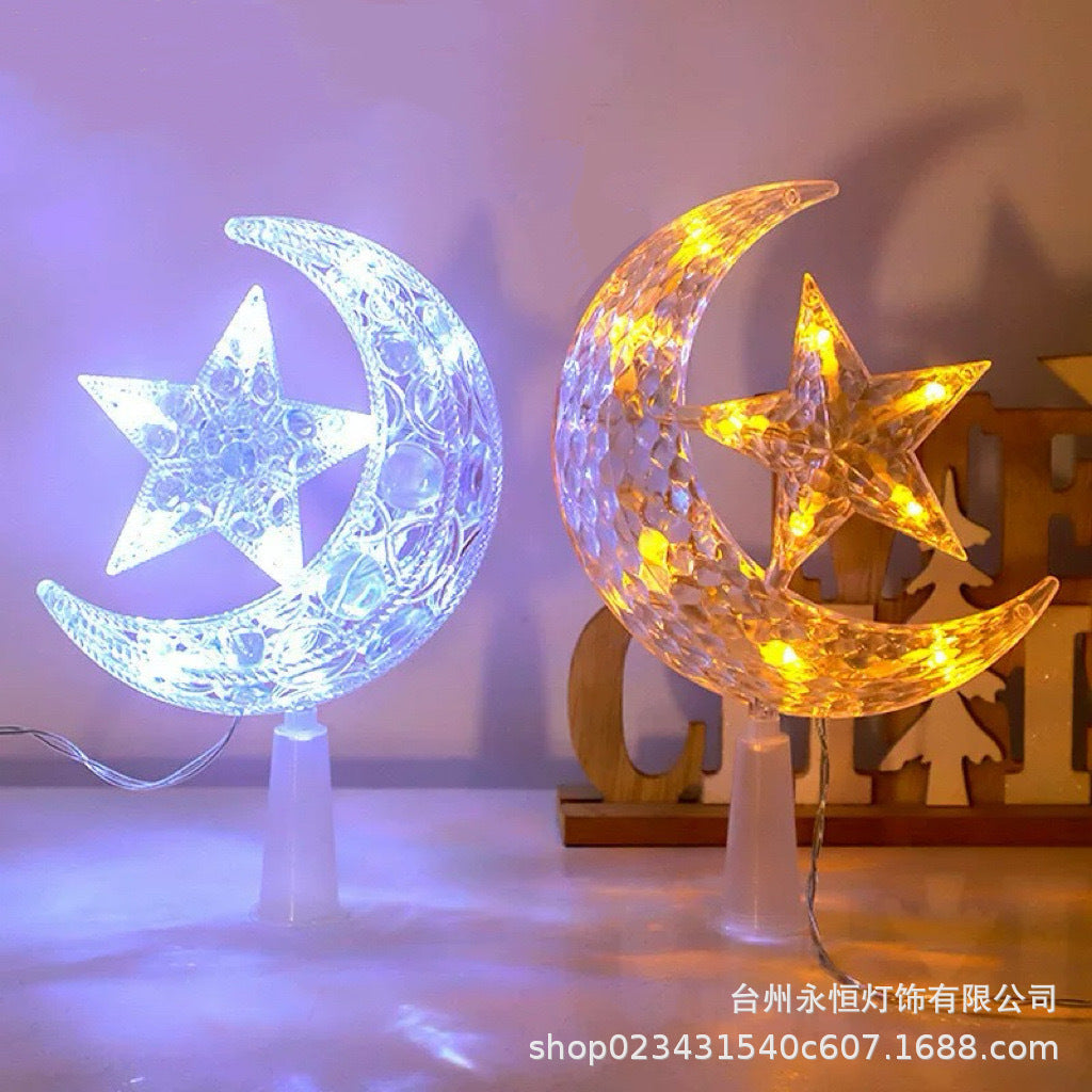 Christmas tree top light led pentagram lights battery box luminous stars flashing holiday room shopping mall decoration
