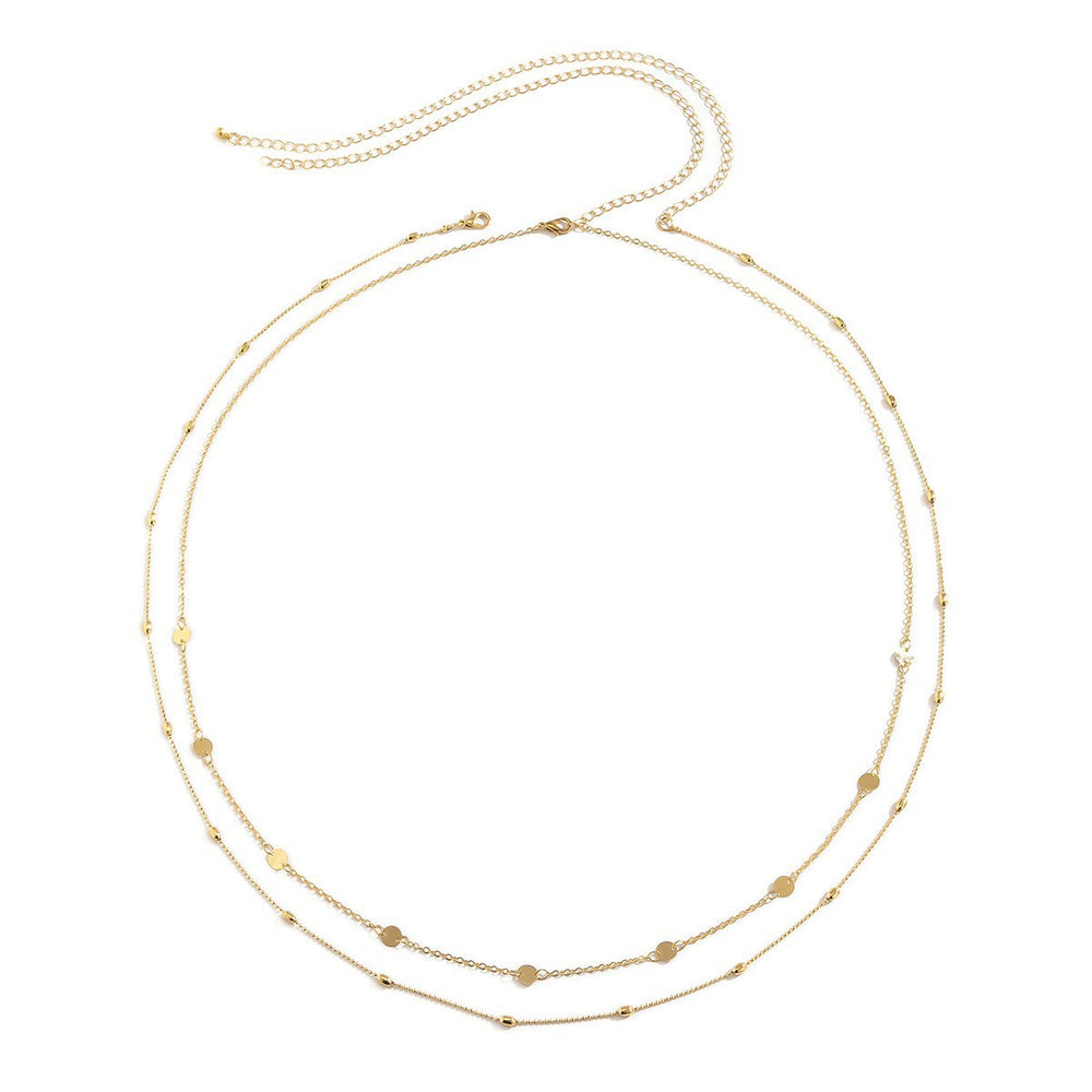 Retrosexy double-layer geometric disc metal chain waist chain female fashion street style fashionpatchworksuit body chain