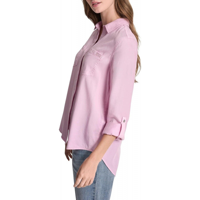 Amazon fashionpolo collar button shirt  springnew arrivalfashionelegantcasualloosetops