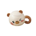 Cute cartoon bear mug with lid - ceramic cup, perfect birthday gift for her, high-value and meaningful souvenir