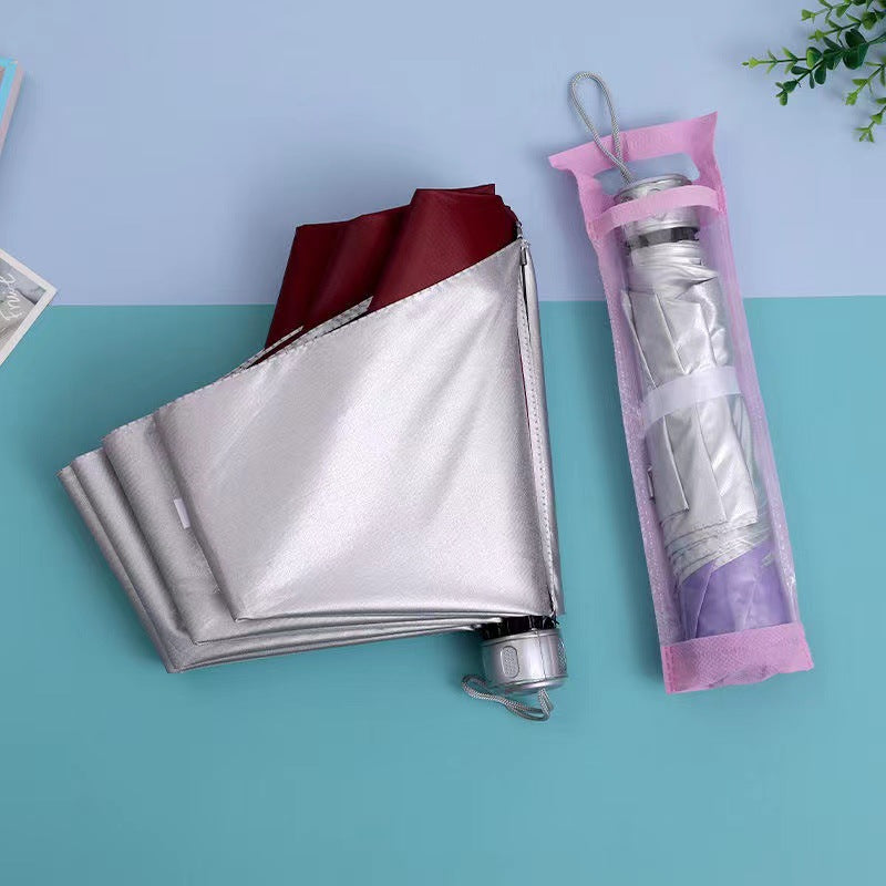 7 bone silver glue single three-fold umbrella folding umbrella manual business umbrella parasol student ultra-light printed logo