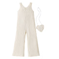 Big kids' (girls') romper, ribbed sleeveless jumpsuit + heart-shaped crossbody bag