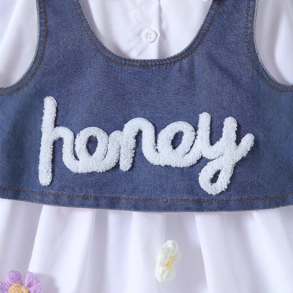 Girl denim two-piece setsummerpopular baby outweareasiest for matchcasual suspender suit skirt sleeveless tweed style