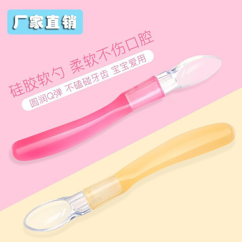 English card pack, baby silicone soft head spoon, baby eating spoon, baby feeding tableware
