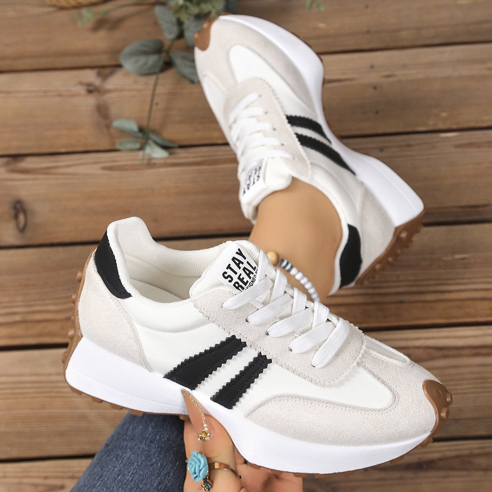 plus size women's shoes new arrival breathable leather sneakers women's korean version thick solecasual soft bottom running dad shoes
