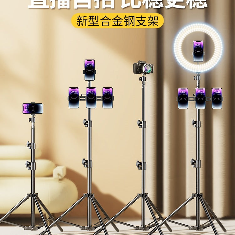 Mobile phone holder special selfie stick tripod for live broadcast with filling light camera artifact shooting triangular support frame 20