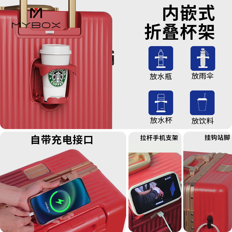 MYBOX new large-capacity durable silent universal wheel aluminum frame trolley case is a must for business travel