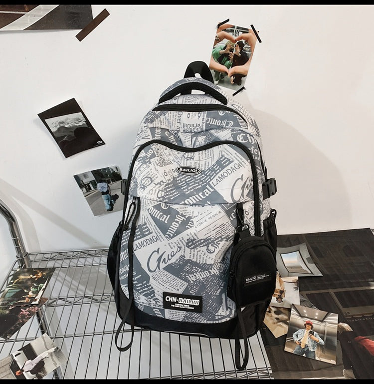 New large capacity backpack - graffiti casual backpack for middle school, high school, and college students - printed colorful school bag