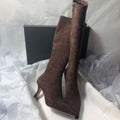 new arrivalk-stylecasual boots, non-knee elastic boots, frosted slim boots, side zipper, pointed toe high-heeled boots for women