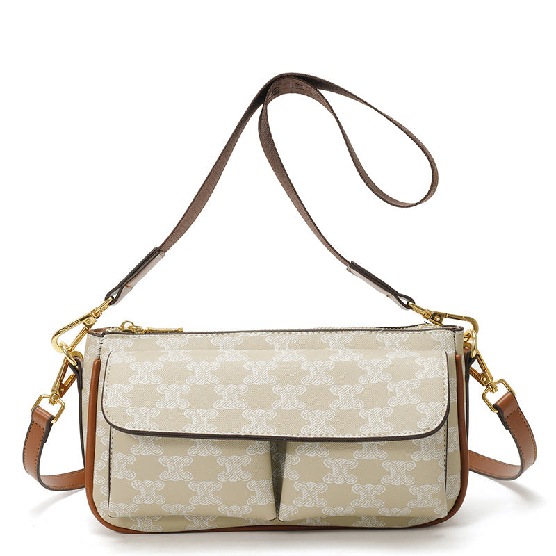 Cross-border small bag women's 2025 new Korean version of casual baguette mahjong fashion niche small square bag shoulder messenger bag