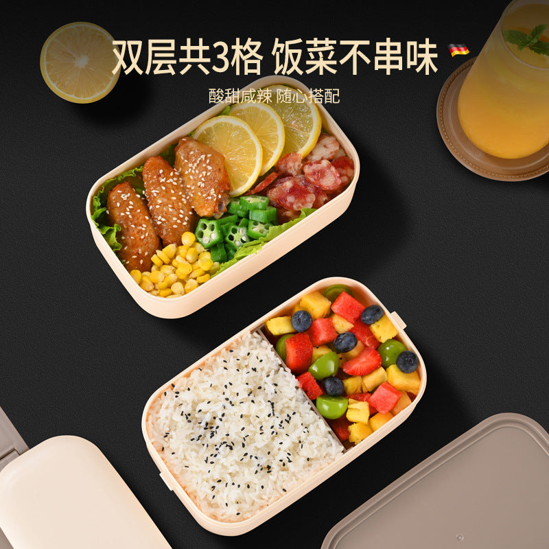 304 stainless steel thermal insulation lunch box Office workers can microwave oven can be heated portable lunch box Double-layer student lunch box