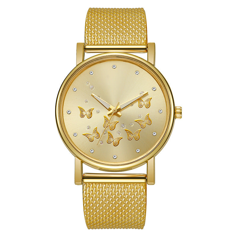Liu's new cross-border butterfly women's casual watch, fashion tape wristwatch, ladies' quartz watch, trendy mesh strap watch