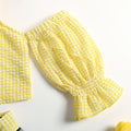 summer new arrival: trendy ins-style cross-border e-commerce export two-piece set for girls - off-shoulder cami with puff sleeves, sweet and adorable