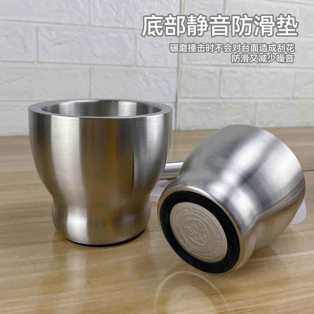 304 stainless steel garlic pounder round grinding jar pounder mold stone mortar pounder with cover medicine mortar