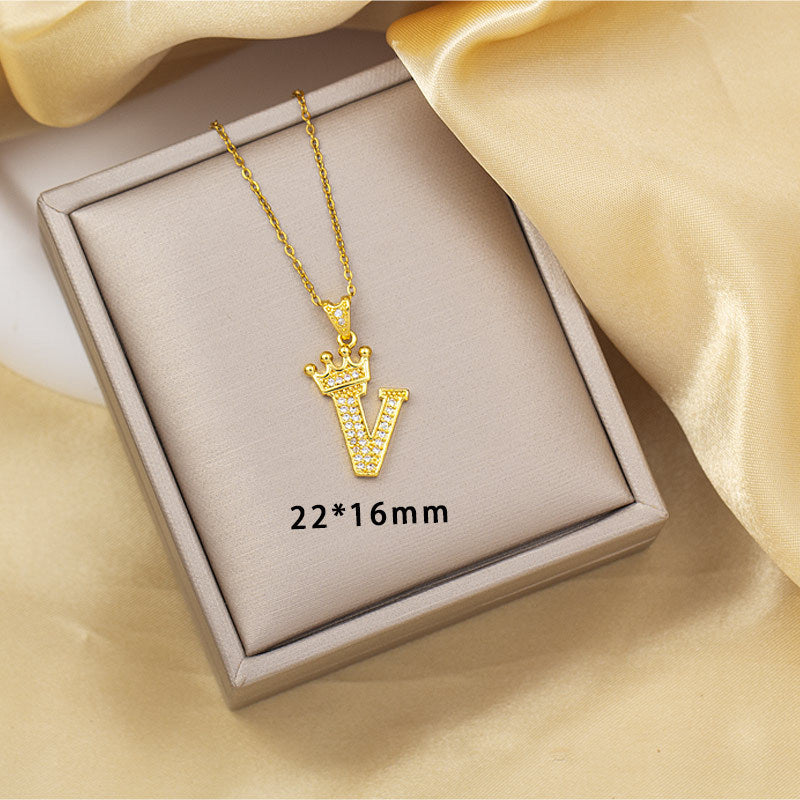 High-end letter layered necklace - 26 alphabet charms, cross-border bestseller, minimalist fashion, premium titanium steel jewelry