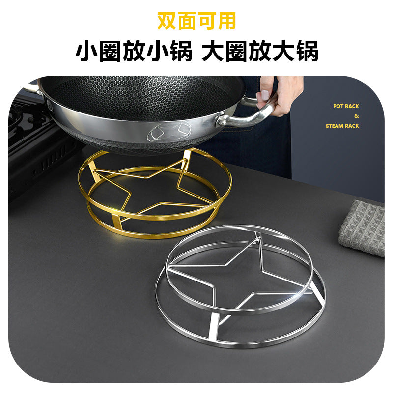 Stainless steel pot rack, kitchen household shelf, pot rack, heat insulation and anti-scalding multi-functional storage bracket, steam rack