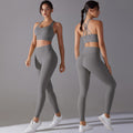European and american nude feel tight yoga suit cross back quick-drying sportswear high waist hip lifting running fitness suit